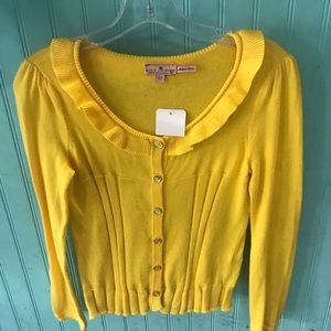 Juicy couture,  yellow sweater gold buttons